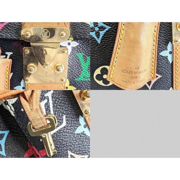 Authentic Louis Vuitton Speedy 30 Monogram Multicolor Sac Bag Black Tote Handbag - Picture 16 of 16